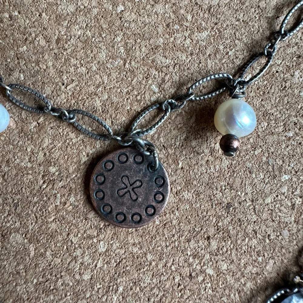 Silpada Sterling 925 Silver, Copper Coin & Pearl Tiered Necklace - Picture 6 of 6